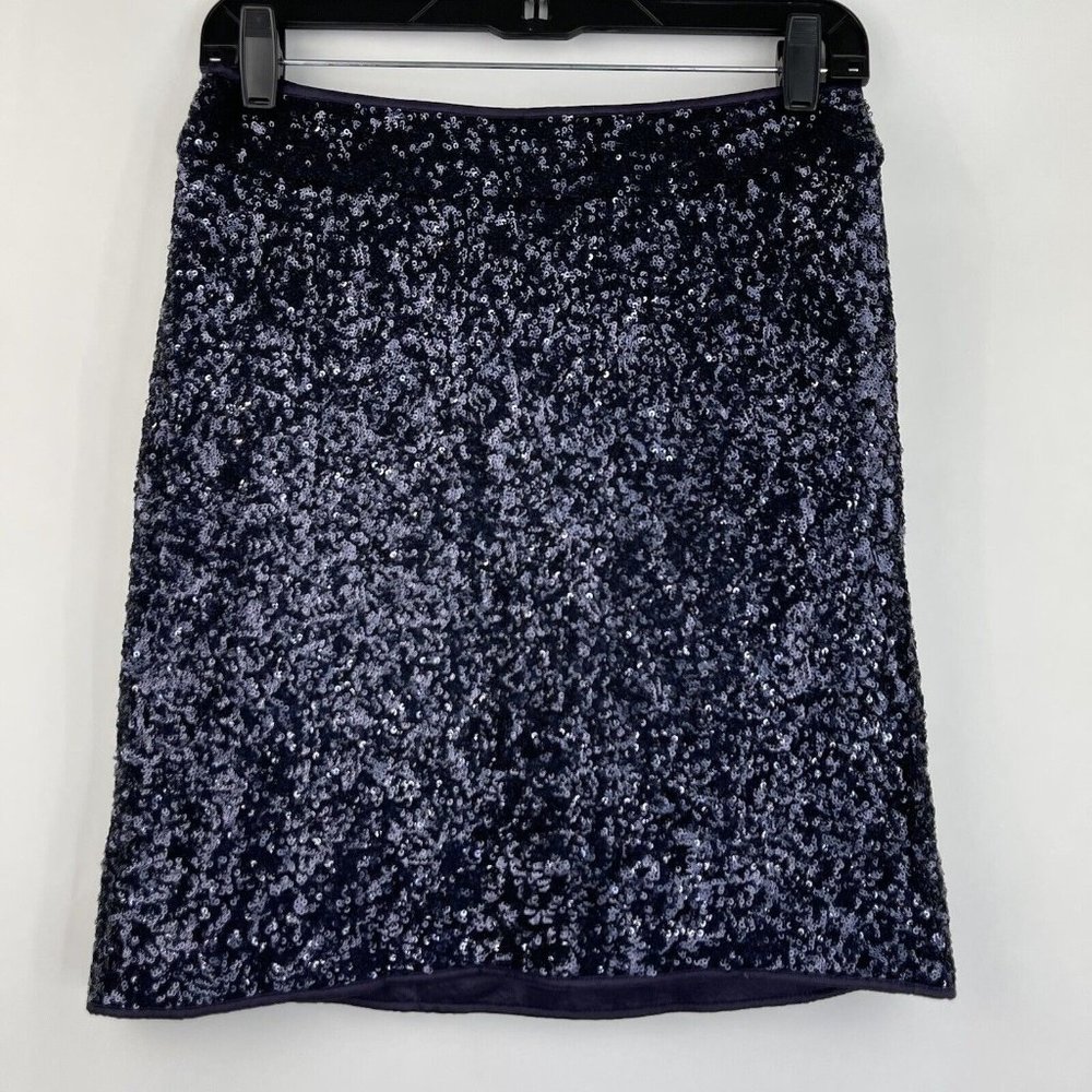 Boston Proper Skirt Womens Size‎ 2 Blue Sequin Holiday Party